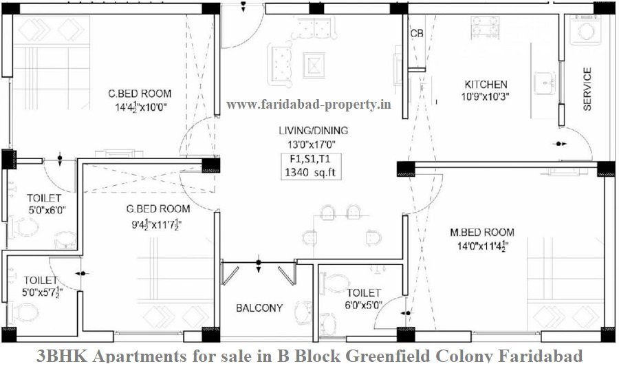 3BHK Apartments for sale in B Block Greenfield Colony Faridabad