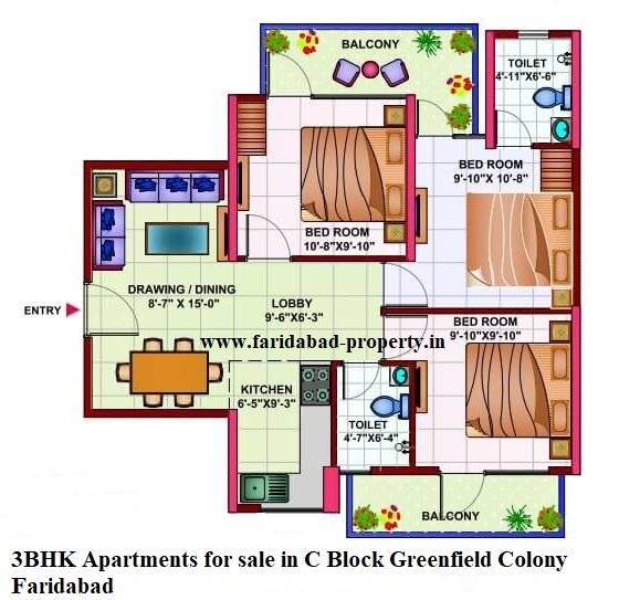 3BHK Apartments for sale in C Block Greenfield Colony Faridabad