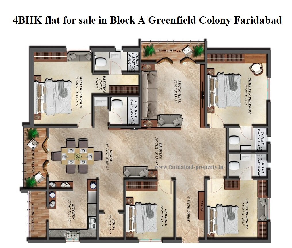 4BHK flat for sale in Block A Greenfield Colony Faridabad