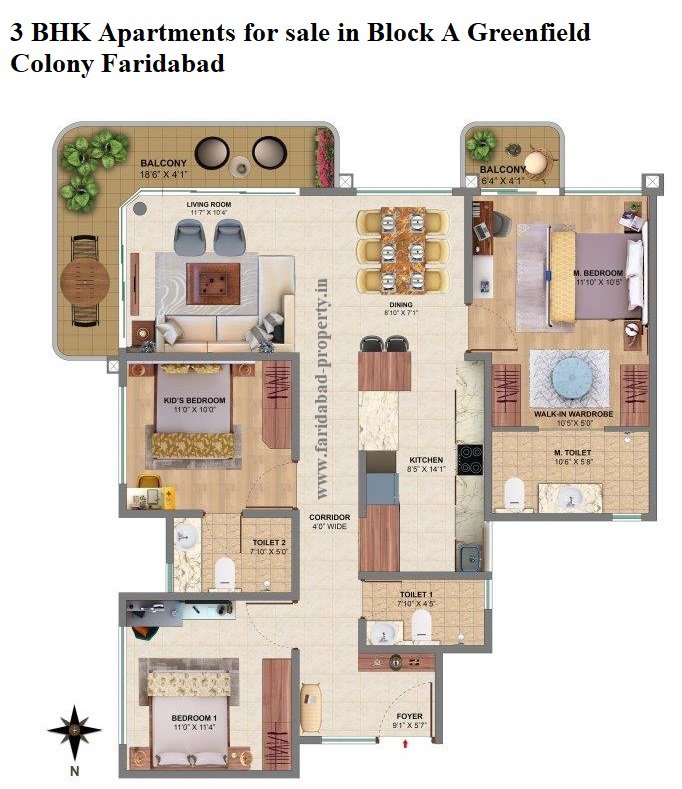 3BHK Apartments for sale in B Block Greenfield Colony Faridabad 